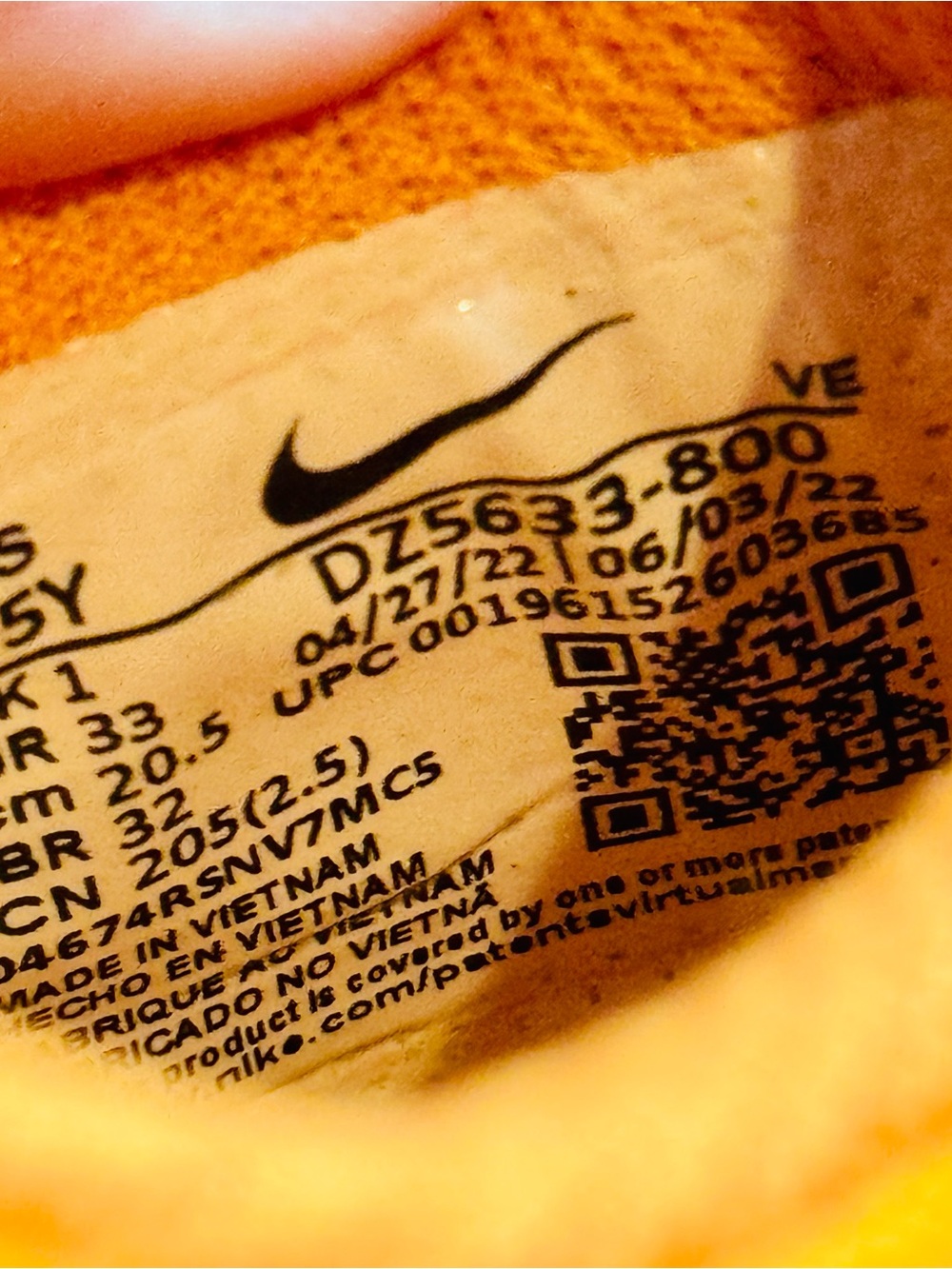 Nike Dunk Low “Tiger Stripes” DZ5633-800 Youth Sneakers 1.5Y - Picture 7 of 11